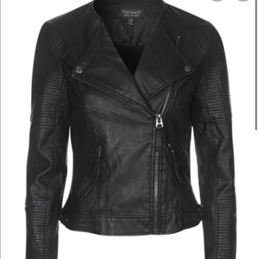 Topshop Faux Leather Motorcycle Jacket